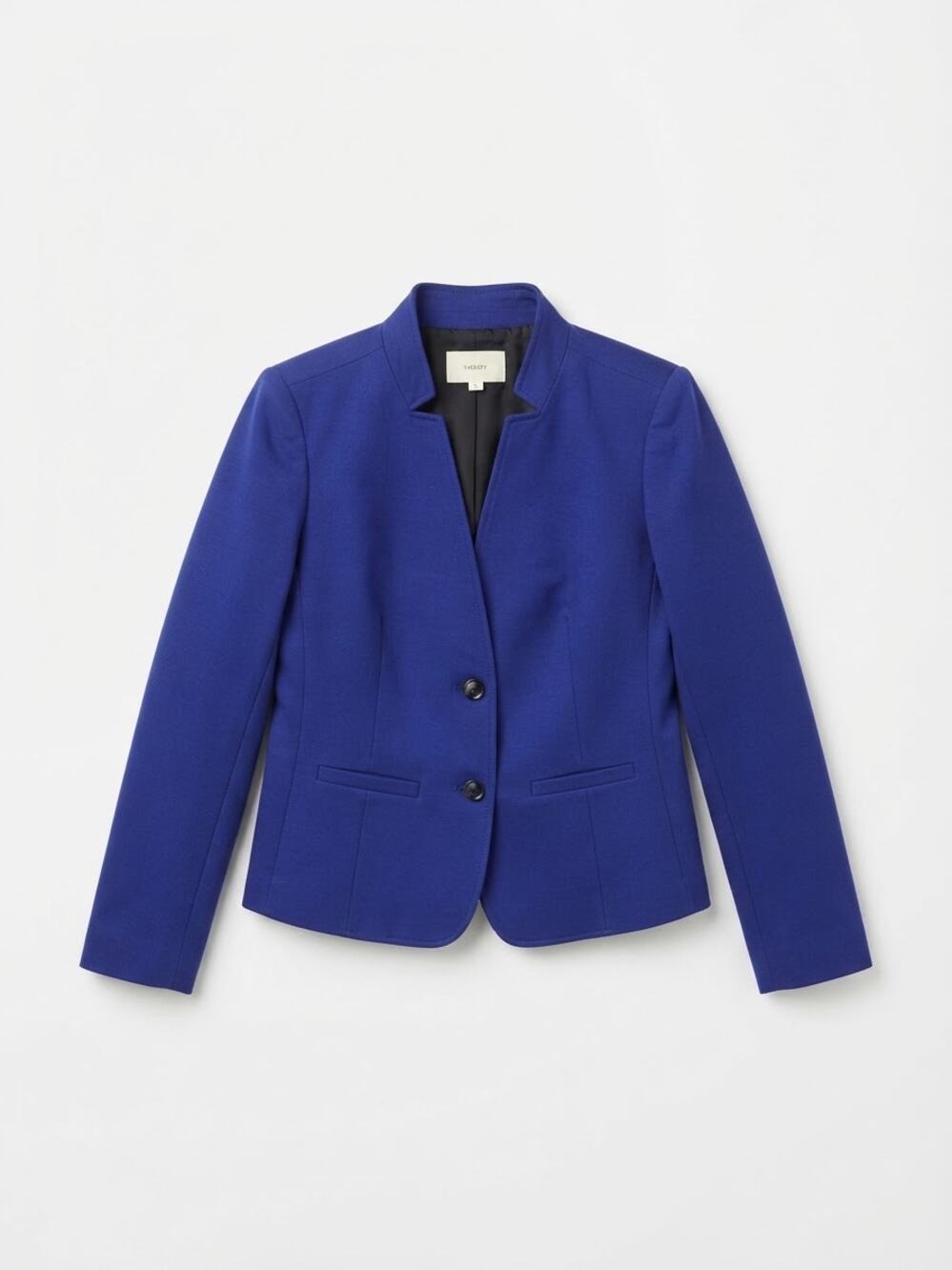 LOFT Blazer Royal Blue Mandarin Collar Structured Jacket Cotton Blend Size 4